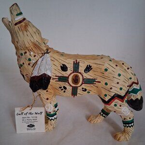 Call of the Wolf - WAR PARTY WOLF 14124 - Tan wolf with Native American Indian m